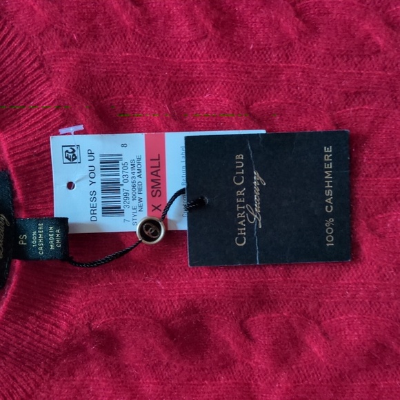 Charter Club Luxury Cashmere Sweater Red Petite Small - Picture 2 of 4